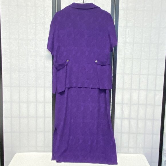 Karin Stevens Vintage Crinkle Sheath Tank Maxi Dress Short Sleeve Button Jacket - Picture 2 of 13